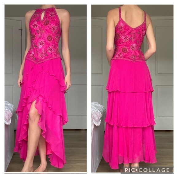 Scala Dresses & Skirts - Scala Dress XXL Pink Silk Beaded Gown Formal Event Prom Tiered